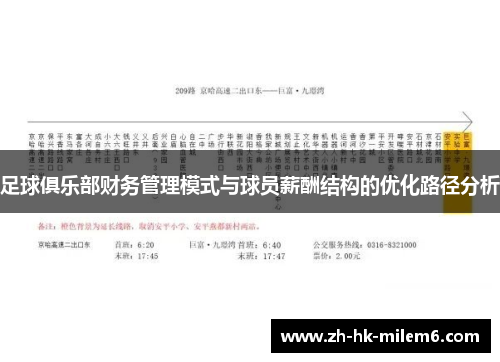 足球俱乐部财务管理模式与球员薪酬结构的优化路径分析