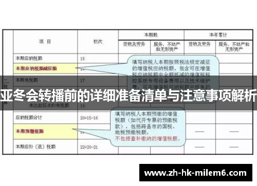 亚冬会转播前的详细准备清单与注意事项解析