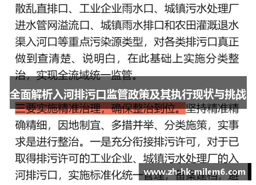 全面解析入河排污口监管政策及其执行现状与挑战