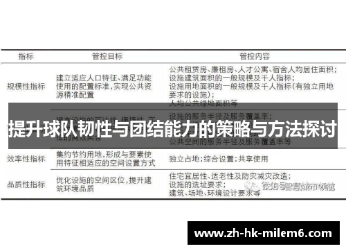 提升球队韧性与团结能力的策略与方法探讨